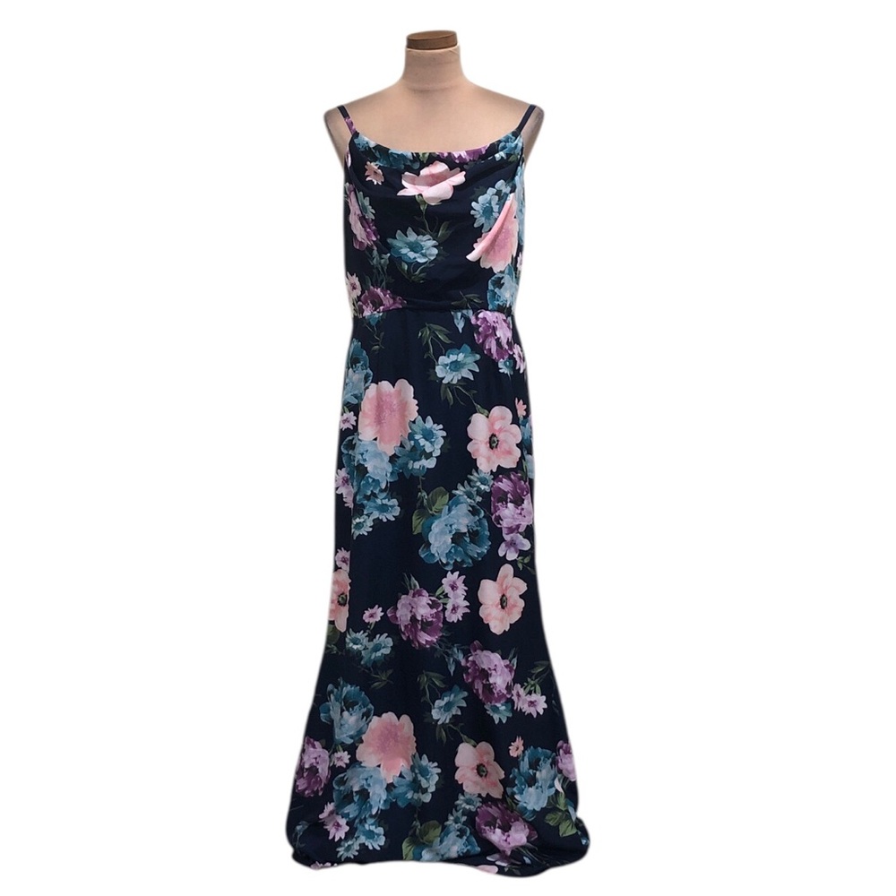 Eliza J Formal Maxi Dress Size 12 Navy Blue Floral Print